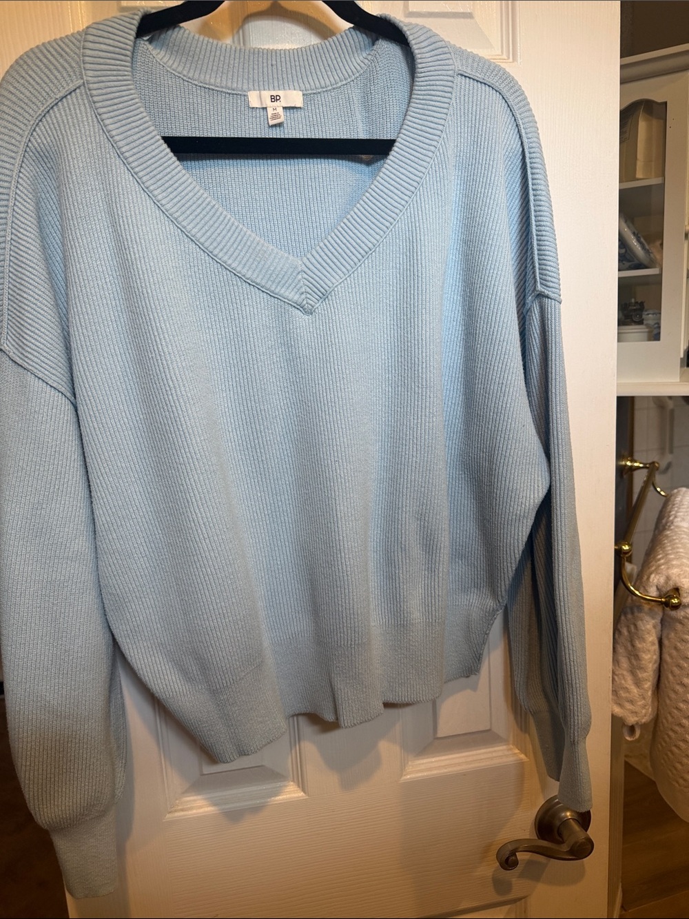 bp Sky Blue V-Neck Ribbed Sweater